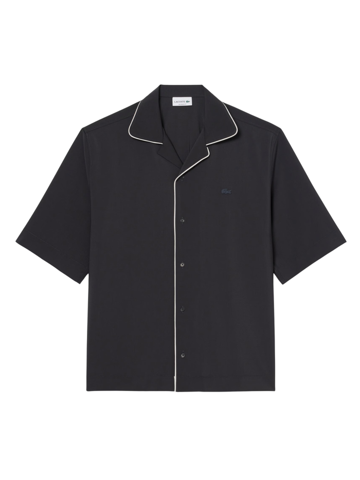 LACOSTE Relaxed Fit Short Sleeved Wool Shirt Dark Grey - MAISONDEFASHION.COM