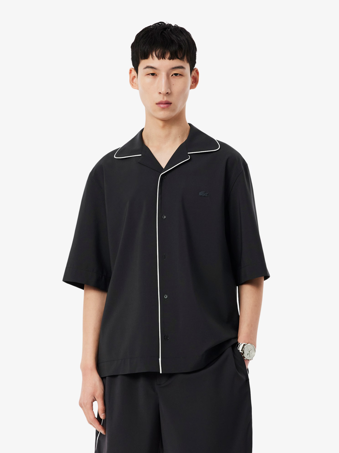 LACOSTE Relaxed Fit Short Sleeved Wool Shirt Dark Grey - MAISONDEFASHION.COM