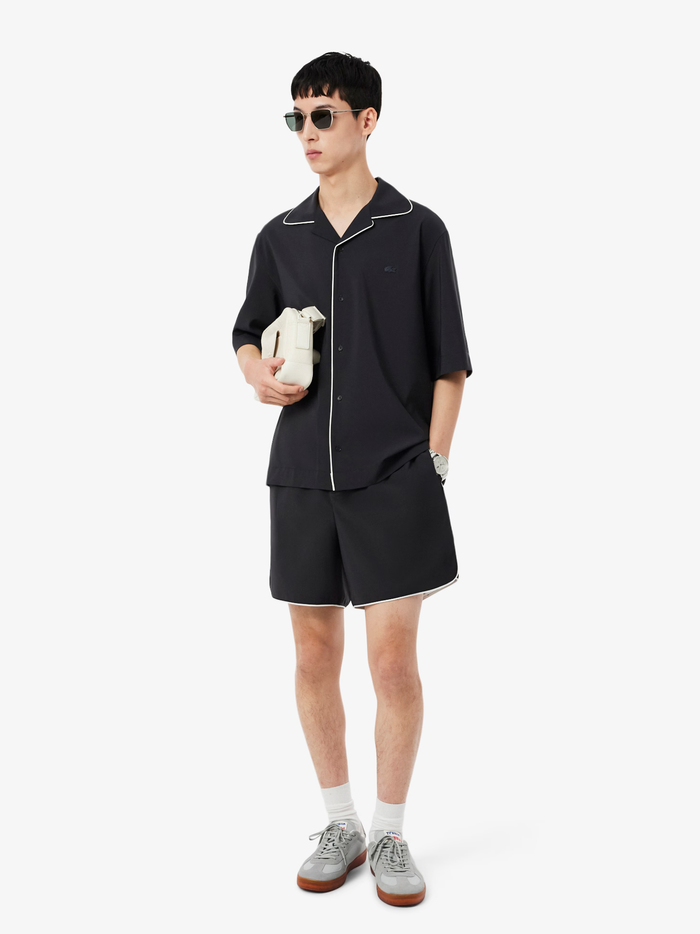LACOSTE Relaxed Fit Short Sleeved Wool Shirt Dark Grey - MAISONDEFASHION.COM
