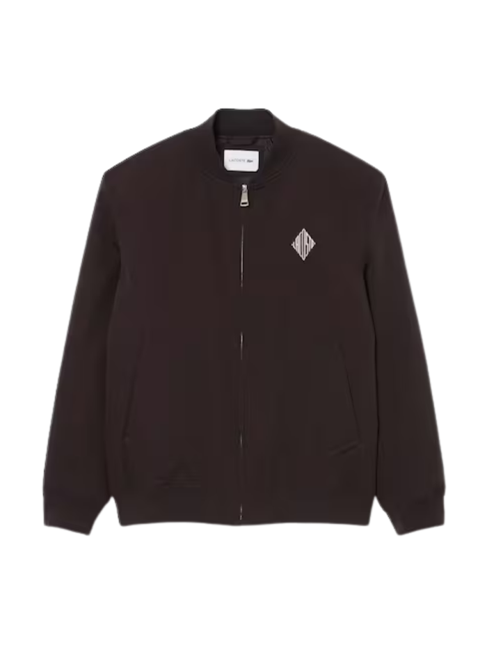 LACOSTE Retro Badge Water-Repellent Bomber Jacket Brown - MAISONDEFASHION.COM