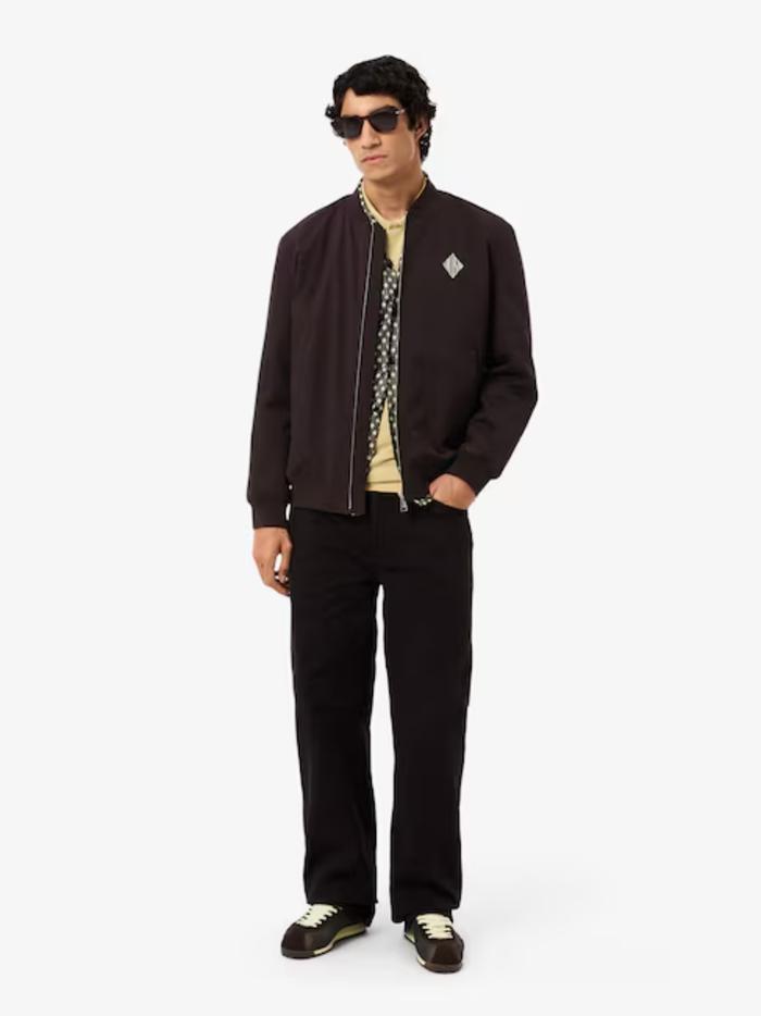 LACOSTE Retro Badge Water-Repellent Bomber Jacket Brown - MAISONDEFASHION.COM
