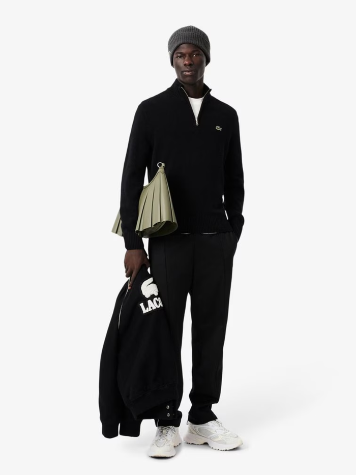 LACOSTE Rib Knit Brushed Wool Beanie Heathered Grey - MAISONDEFASHION.COM