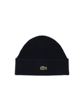 LACOSTE Rib Knit Carded Wool Beanie Midnight Blue - MAISONDEFASHION.COM