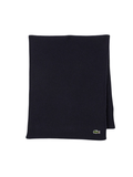 LACOSTE Ribbed Wool Scarf Midnight Blue - MAISONDEFASHION.COM