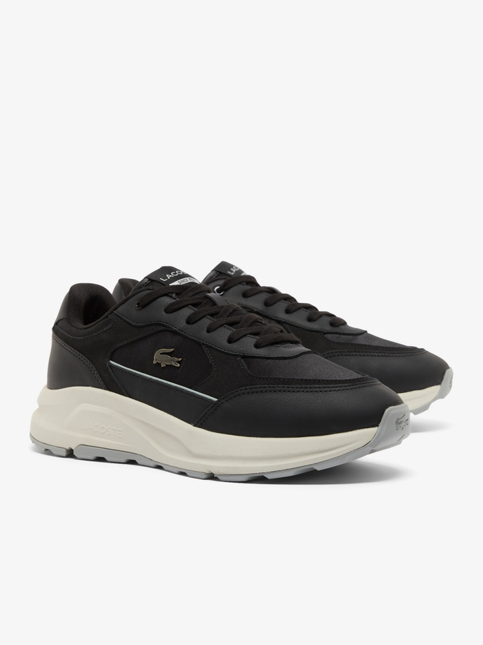 LACOSTE Run Set Suede Sneakers Black/Off White - MAISONDEFASHION.COM