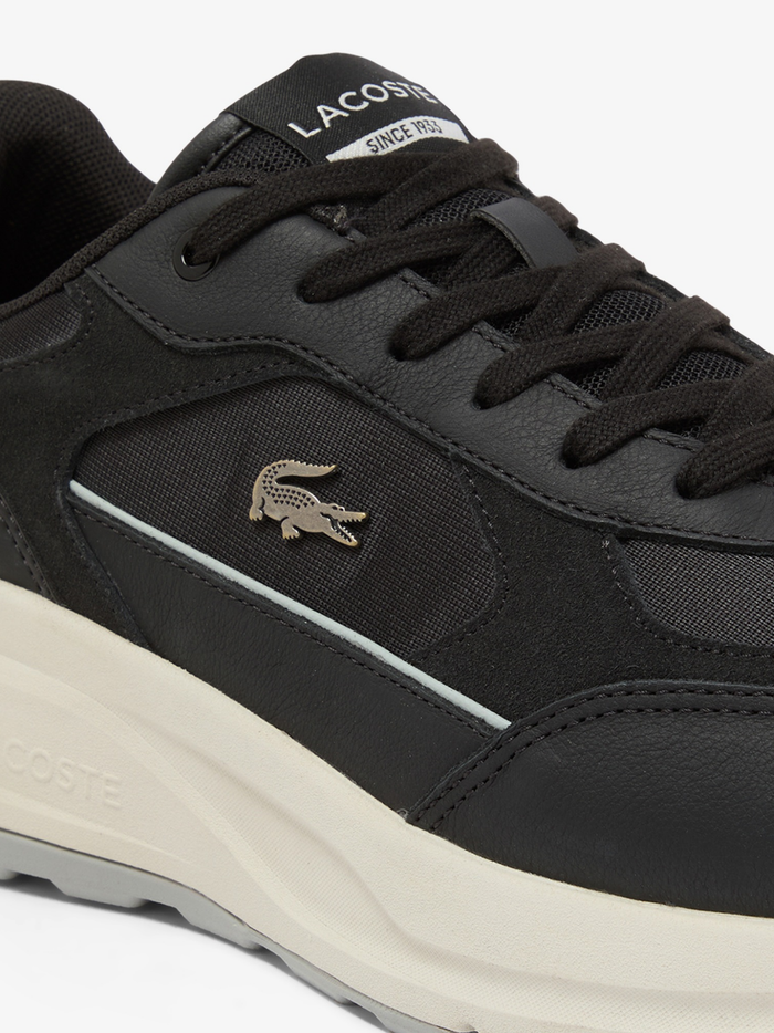 LACOSTE Run Set Suede Sneakers Black/Off White - MAISONDEFASHION.COM