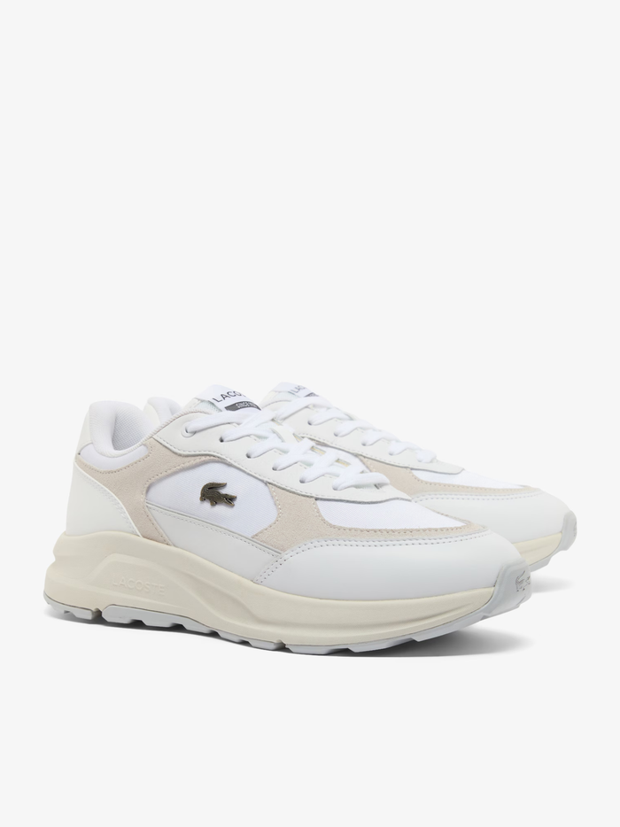 LACOSTE Run Set Suede Sneakers White/Off White - MAISONDEFASHION.COM