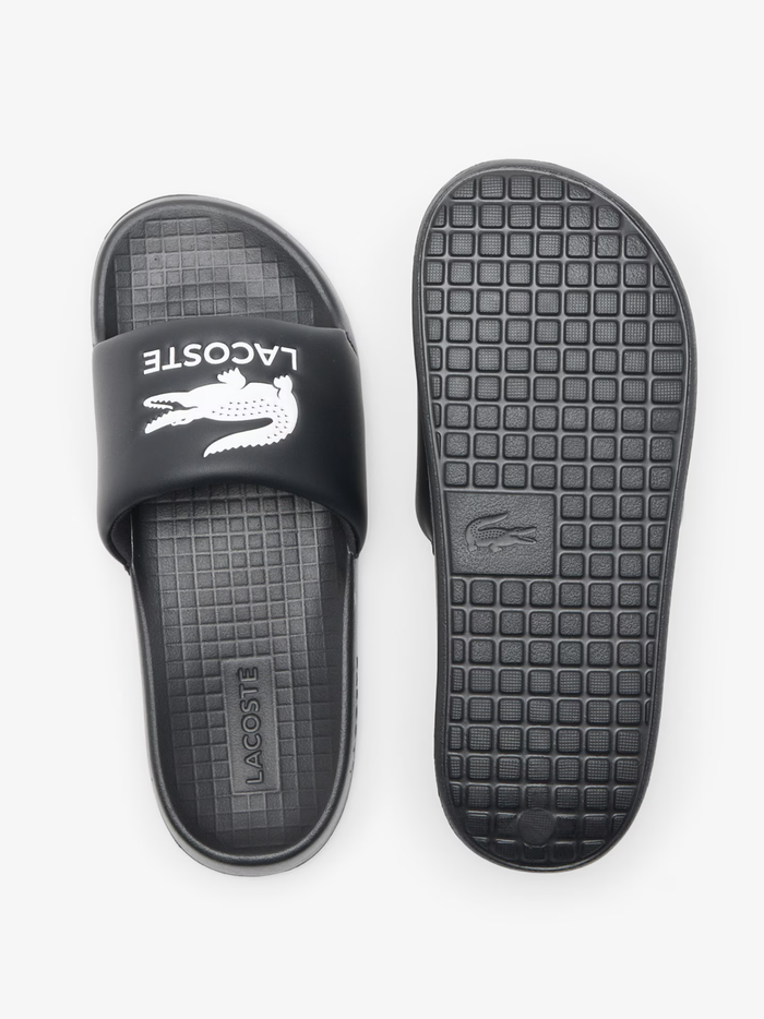 LACOSTE Serve Slide 1.0 Black/White - MAISONDEFASHION.COM