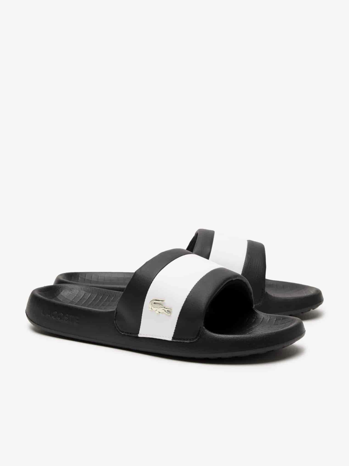 LACOSTE Serve Slide Hybrid Slides Black/White - MAISONDEFASHION.COM