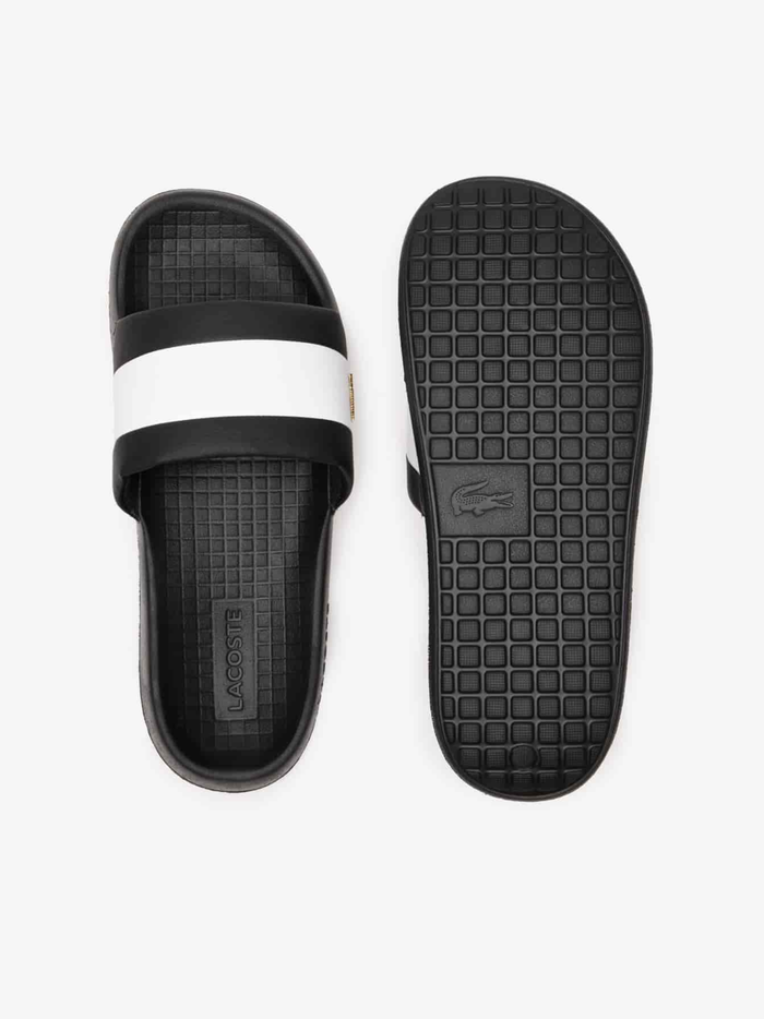 LACOSTE Serve Slide Hybrid Slides Black/White - MAISONDEFASHION.COM