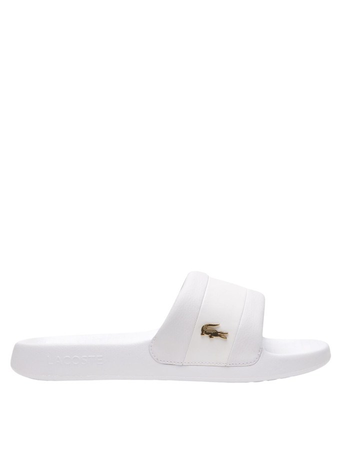 LACOSTE Serve Slide Hybrid Slides White/Gold - MAISONDEFASHION.COM