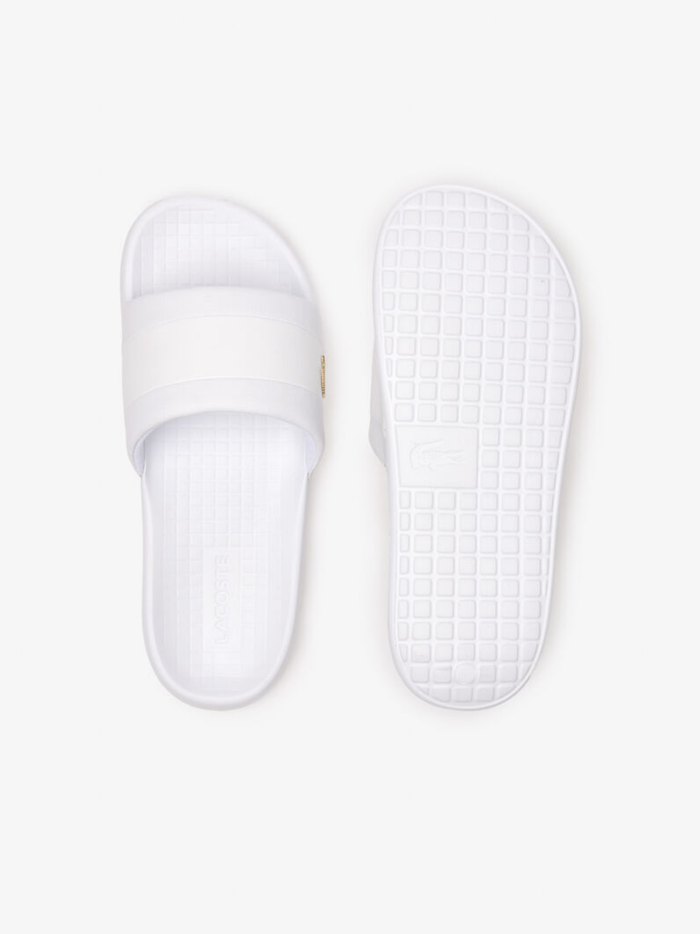 LACOSTE Serve Slide Hybrid Slides White/Gold - MAISONDEFASHION.COM