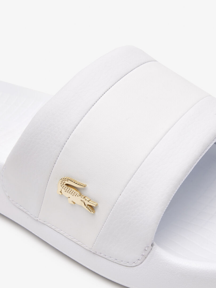 LACOSTE Serve Slide Hybrid Slides White/Gold - MAISONDEFASHION.COM