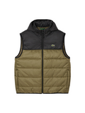 LACOSTE Sleeveless Water-Repellent Jacket in Green - front view showing full vest with LACOSTE branding and sleeveless design