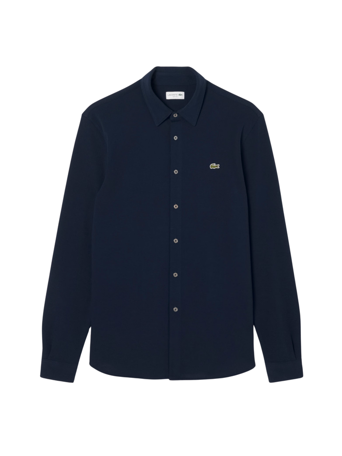 LACOSTE Slim Fit Cotton Piqué Shirt Midnight Blue - MAISONDEFASHION.COM