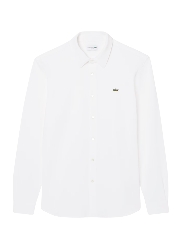 LACOSTE Slim Fit Cotton Piqué Shirt White - MAISONDEFASHION.COM