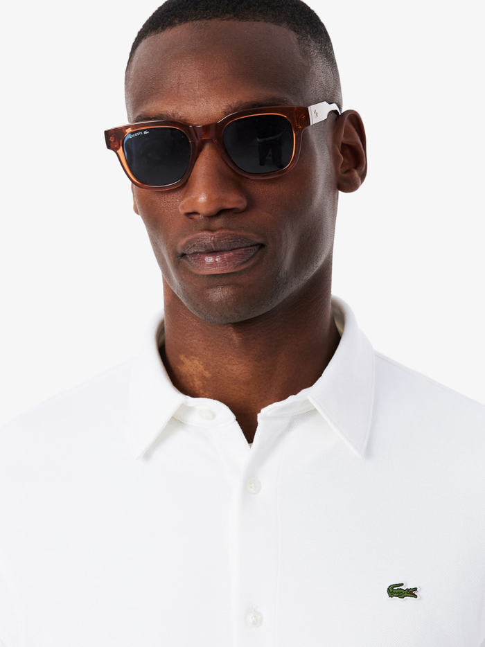 LACOSTE Slim Fit Cotton Piqué Shirt White - MAISONDEFASHION.COM