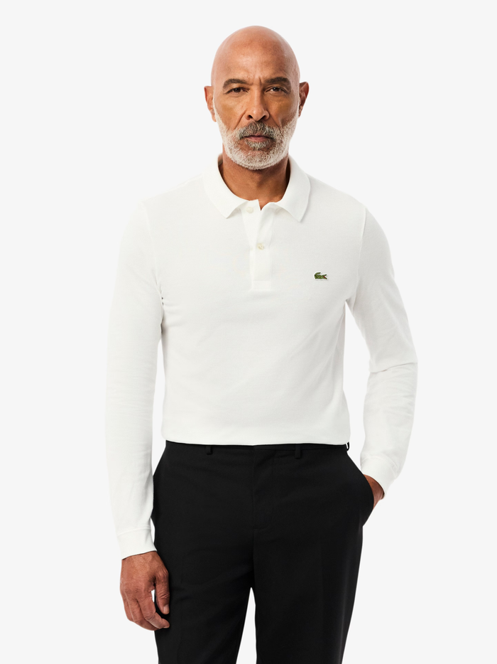 LACOSTE Slim Fit L.12.12 Long Sleeved Polo Shirt White - MAISONDEFASHION.COM
