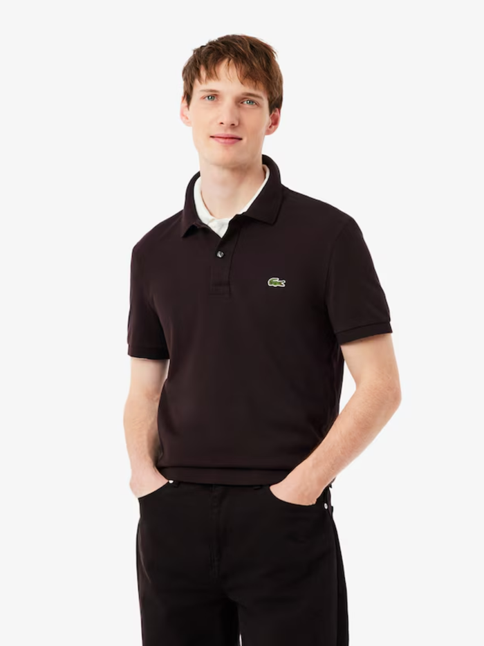 LACOSTE Slim Fit L.12.12 Original Polo Shirt Brown - MAISONDEFASHION.COM