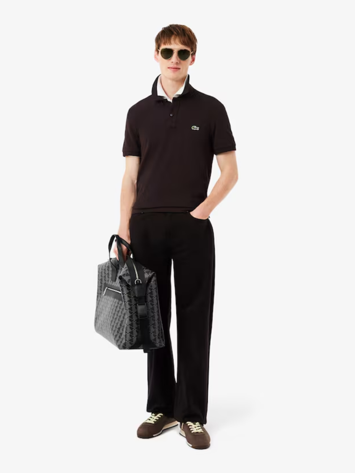 LACOSTE Slim Fit L.12.12 Original Polo Shirt Brown - MAISONDEFASHION.COM