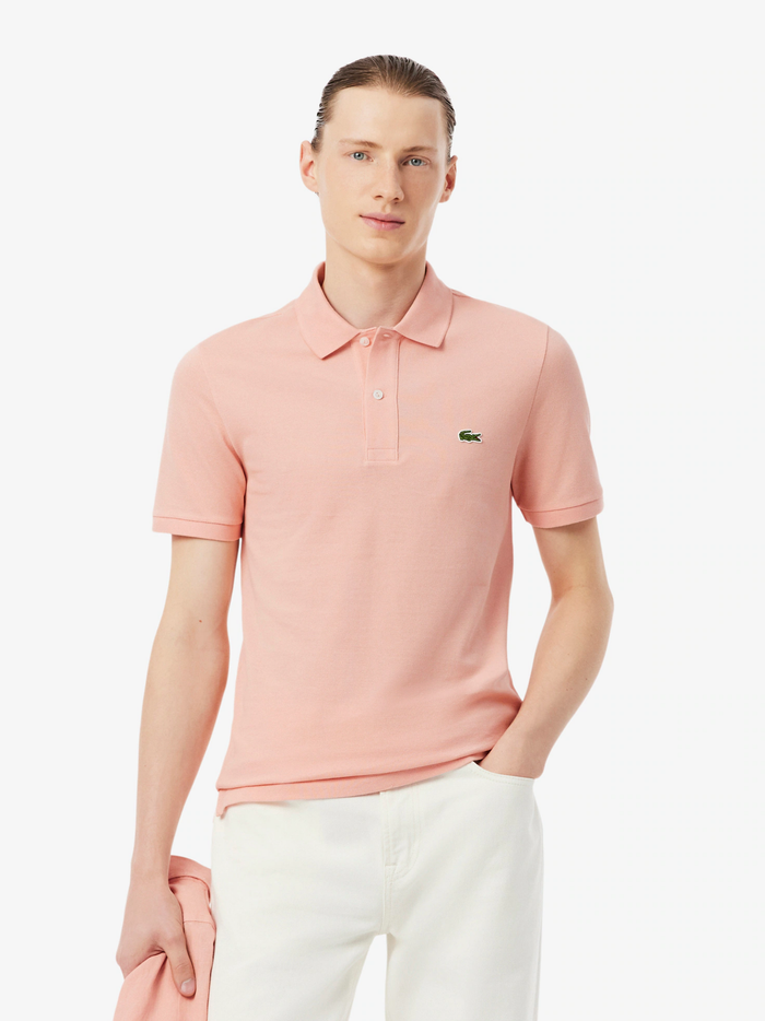 LACOSTE Slim Fit L.12.12 Original Polo Shirt Coral Pink - MAISONDEFASHION.COM