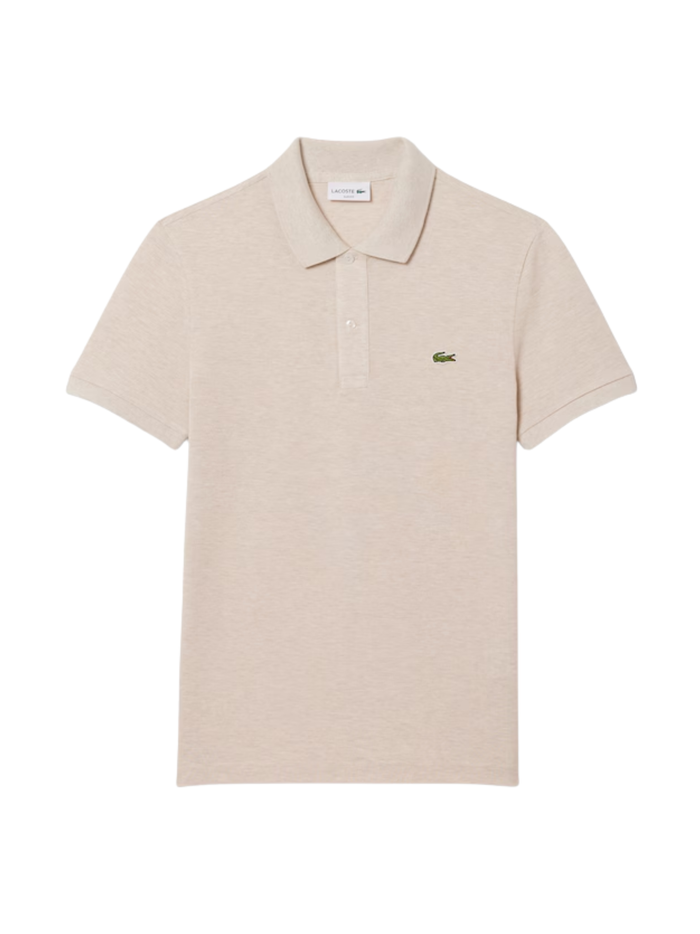 LACOSTE Slim Fit L.12.12 Original Polo Shirt Heathered Grey Beige - MAISONDEFASHION.COM