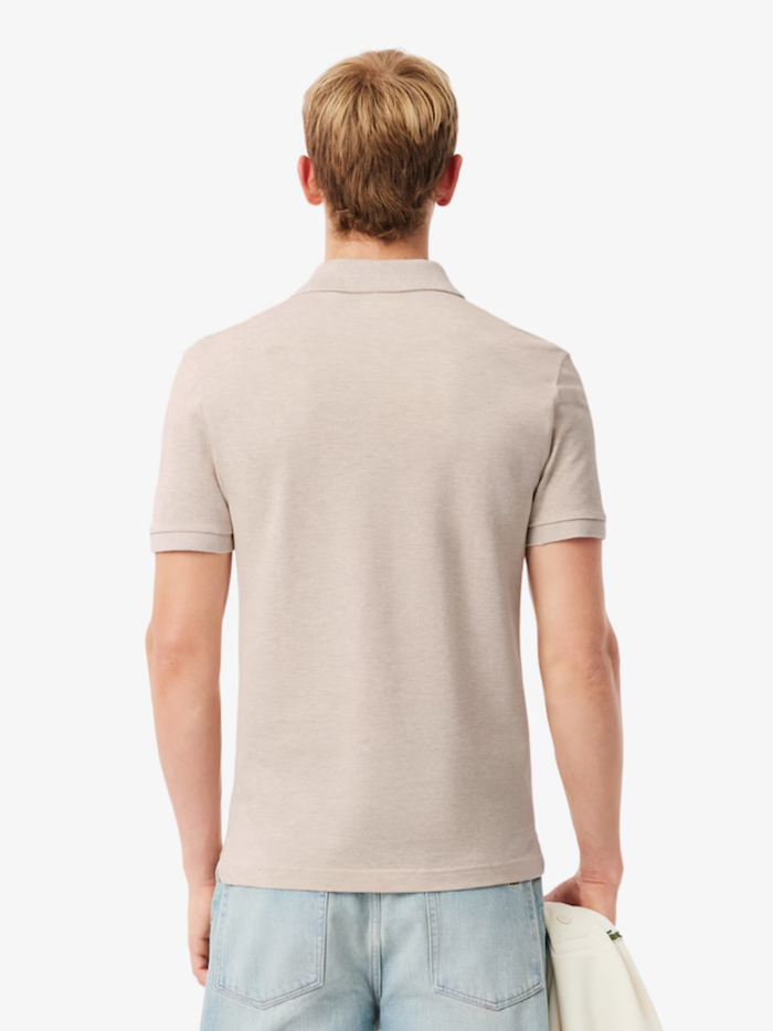 LACOSTE Slim Fit L.12.12 Original Polo Shirt Heathered Grey Beige - MAISONDEFASHION.COM
