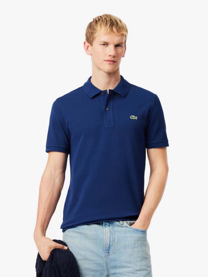 LACOSTE Slim Fit L.12.12 Original Polo Shirt Navy Blue - MAISONDEFASHION.COM