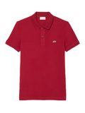 LACOSTE Slim Fit L.12.12 Piqué Polo Shirt in Red - front view showing classic collar and iconic crocodile logo