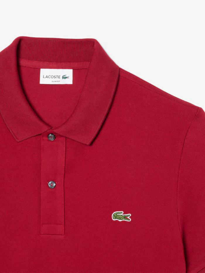 LACOSTE Slim Fit L.12.12 Piqué Polo Shirt Red - additional product detail or styling view demonstrating versatile design