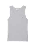 LACOSTE Slim Fit Ribbed Cotton Tank Top Light Heathered Grey - MAISONDEFASHION.COM