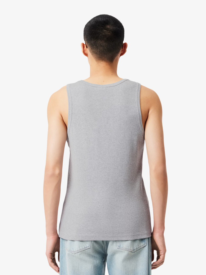 LACOSTE Slim Fit Ribbed Cotton Tank Top Light Heathered Grey - MAISONDEFASHION.COM