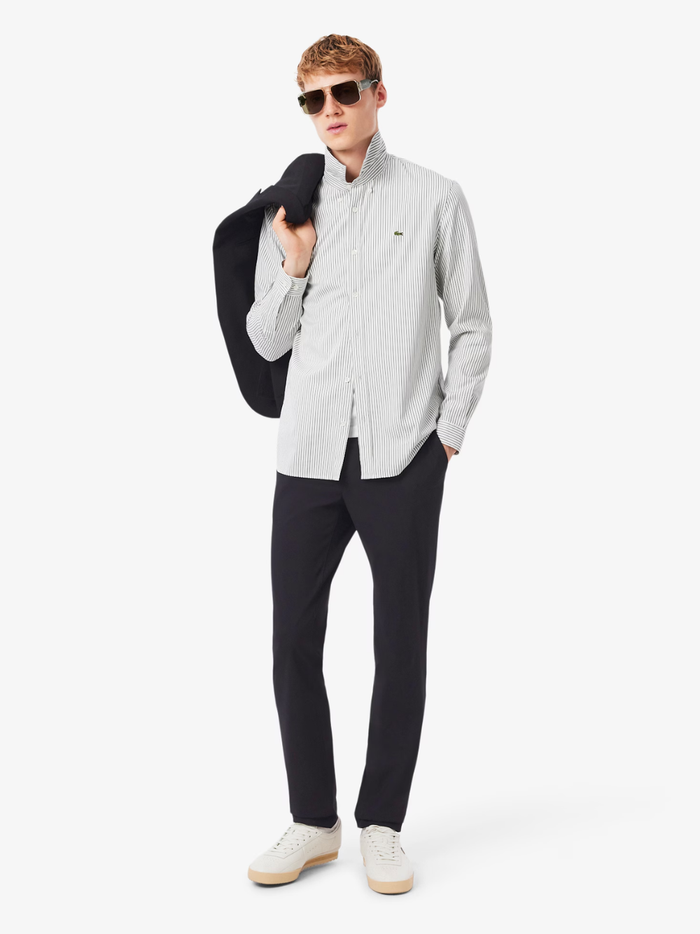 LACOSTE Slim Fit Stretch Commuter Pants Black - MAISONDEFASHION.COM