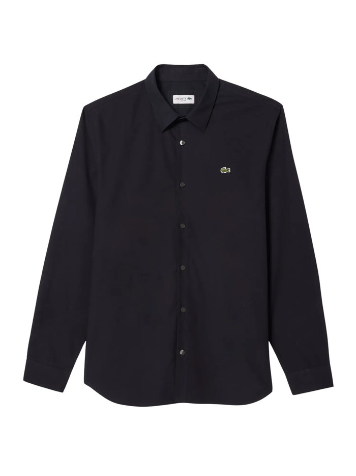 LACOSTE Slim Fit Stretch Cotton Poplin Shirt Navy - MAISONDEFASHION.COM
