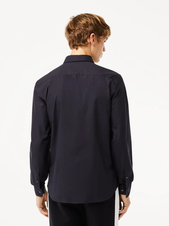 LACOSTE Slim Fit Stretch Cotton Poplin Shirt Navy - MAISONDEFASHION.COM