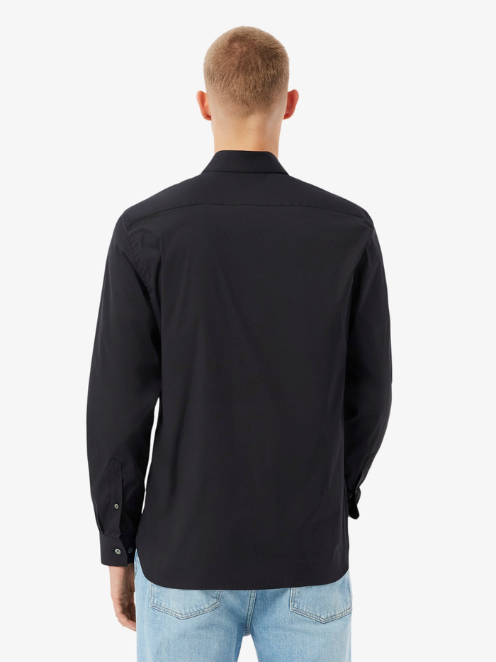 LACOSTE Slim Fit Stretch Poplin Shirt Black - MAISONDEFASHION.COM