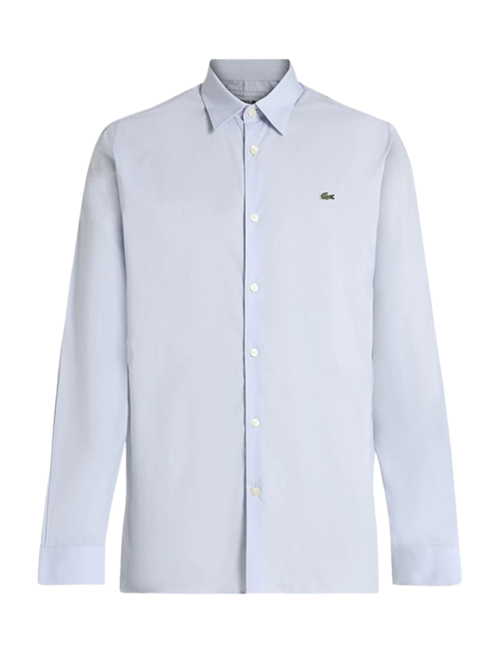 LACOSTE Slim Fit Stretch Poplin Shirt Blue - MAISONDEFASHION.COM