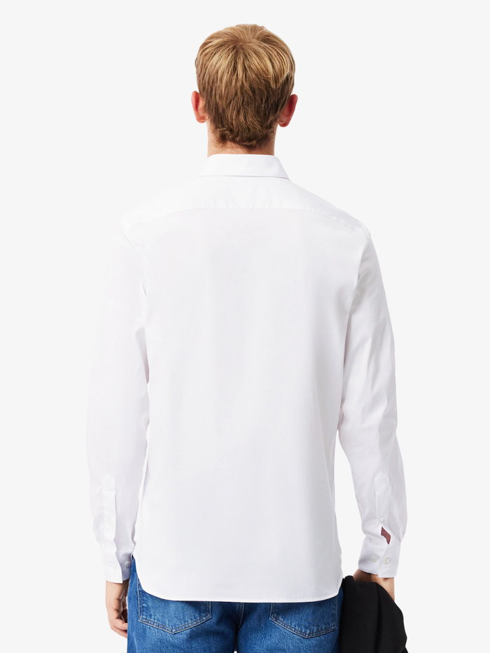 LACOSTE Slim Fit Stretch Poplin Shirt White - MAISONDEFASHION.COM
