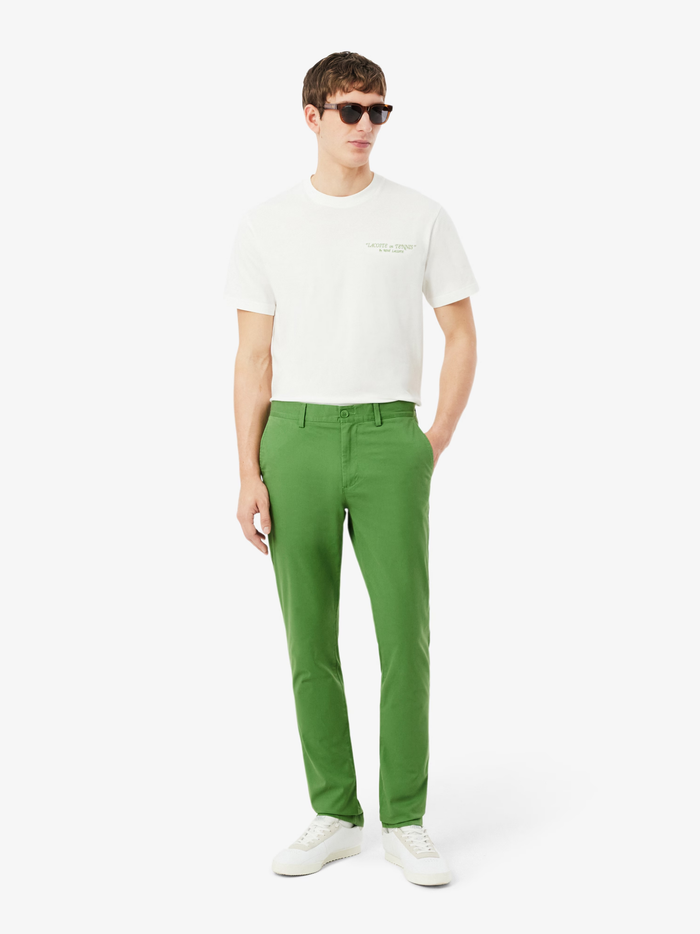 LACOSTE Slim Fit Stretch Twill Chino Pants Lime Green - MAISONDEFASHION.COM