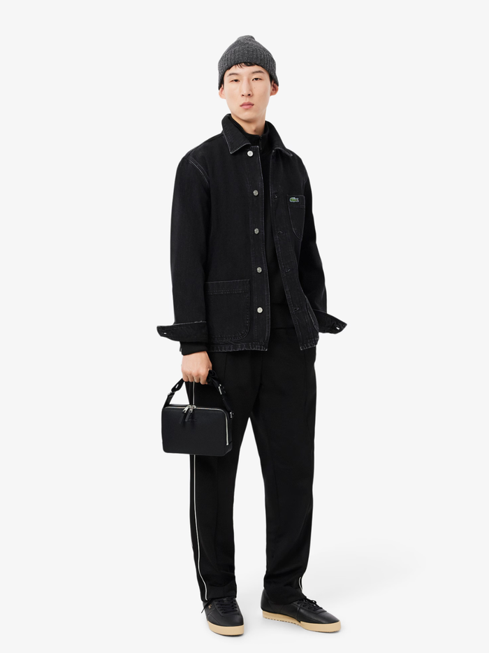 LACOSTE Small Chantaco Leather Reporter Bag Black - MAISONDEFASHION.COM
