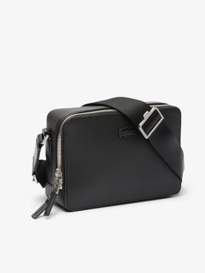 LACOSTE Small Chantaco Leather Reporter Bag Black - MAISONDEFASHION.COM