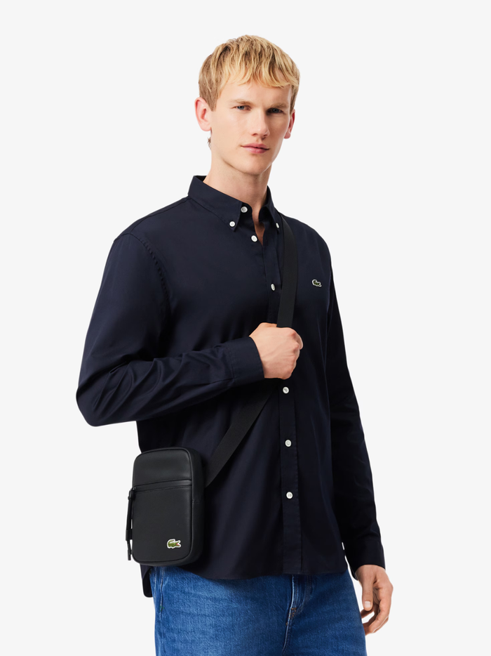 LACOSTE Small LCST Slimline Satchel Black - MAISONDEFASHION.COM