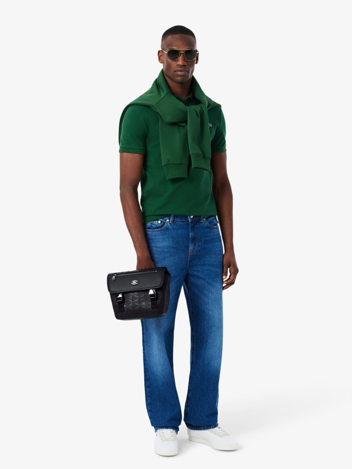LACOSTE Small Monogram Messenger Bag Black/Grey - MAISONDEFASHION.COM