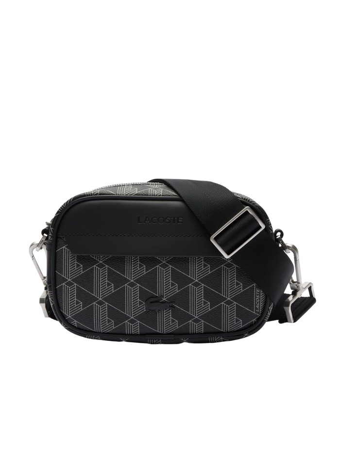 LACOSTE Small The Blend Satchel Monogram Black/Grey - MAISONDEFASHION.COM
