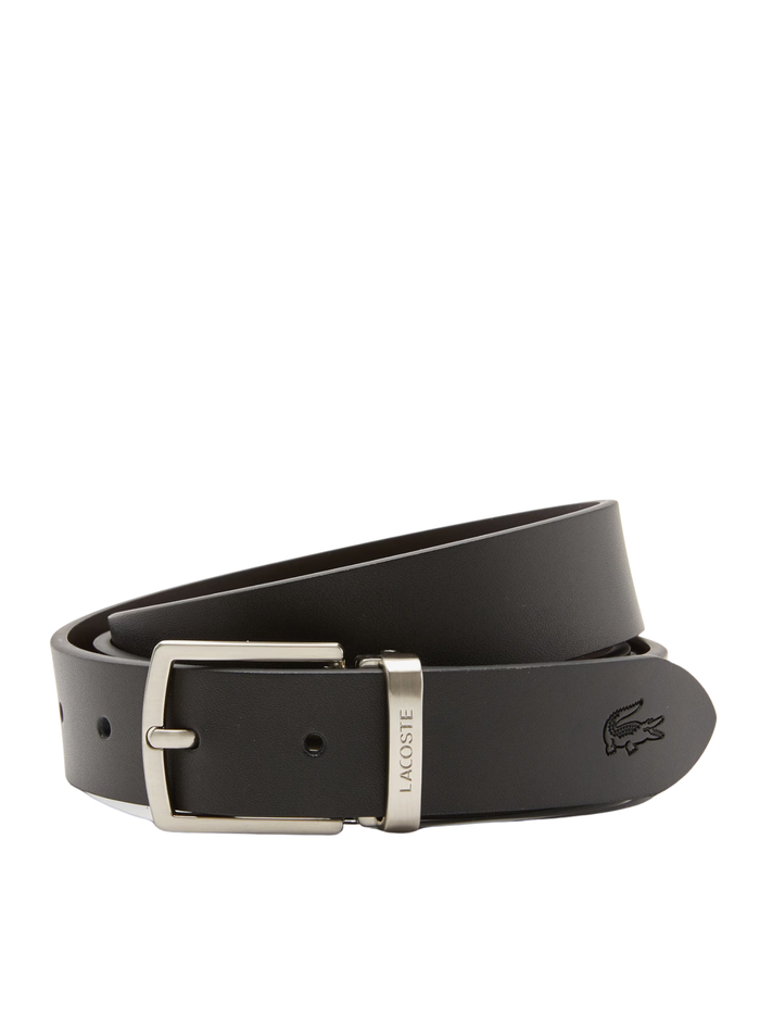 LACOSTE Smooth Leather Belt and 2 Buckle Gift Set Black Brown - MAISONDEFASHION.COM