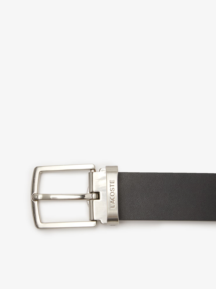 LACOSTE Smooth Leather Belt and 2 Buckle Gift Set Black Brown - MAISONDEFASHION.COM