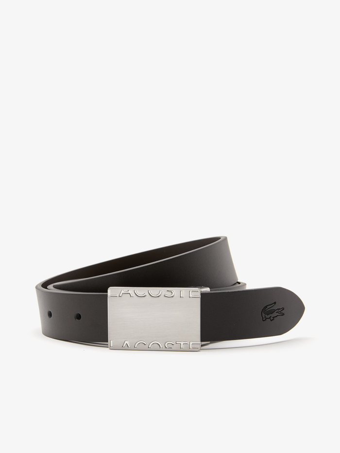 LACOSTE Smooth Leather Belt and 2 Buckle Gift Set Black Brown - MAISONDEFASHION.COM