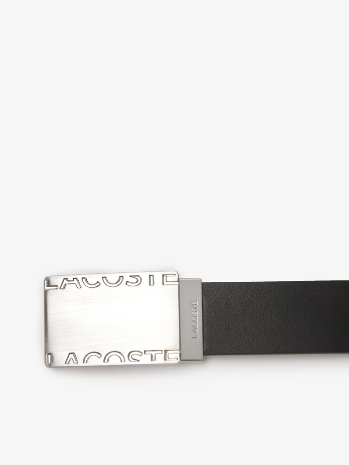 LACOSTE Smooth Leather Belt and 2 Buckle Gift Set Black Brown - MAISONDEFASHION.COM