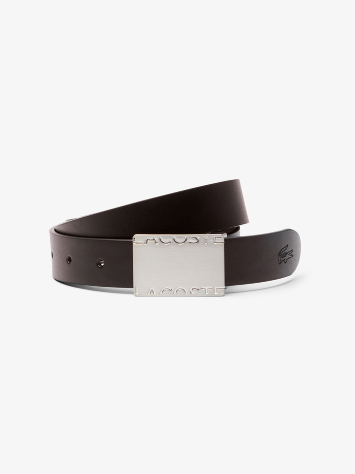LACOSTE Smooth Leather Belt and 2 Buckle Gift Set Black Brown - MAISONDEFASHION.COM