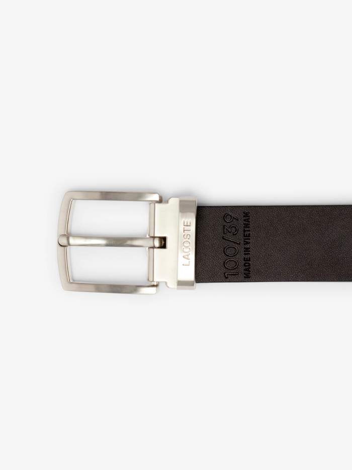 LACOSTE Smooth Leather Belt and 2 Buckle Gift Set Black Brown - MAISONDEFASHION.COM